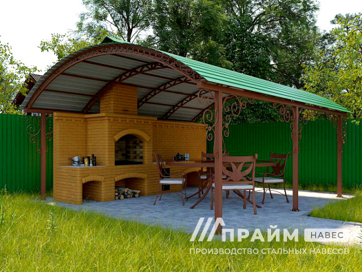 Навес из профнастила для зоны барбекю №12 - фото 797