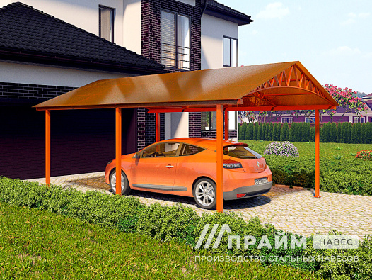 Навес для автомобиля с двухскатной крышей №4 - фото 501